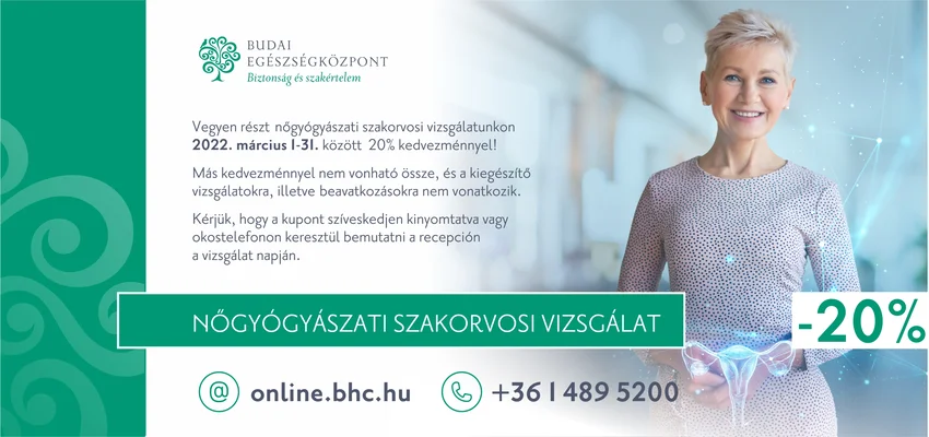 Nőgyógyászat kedvezményes kupon - 2022. március