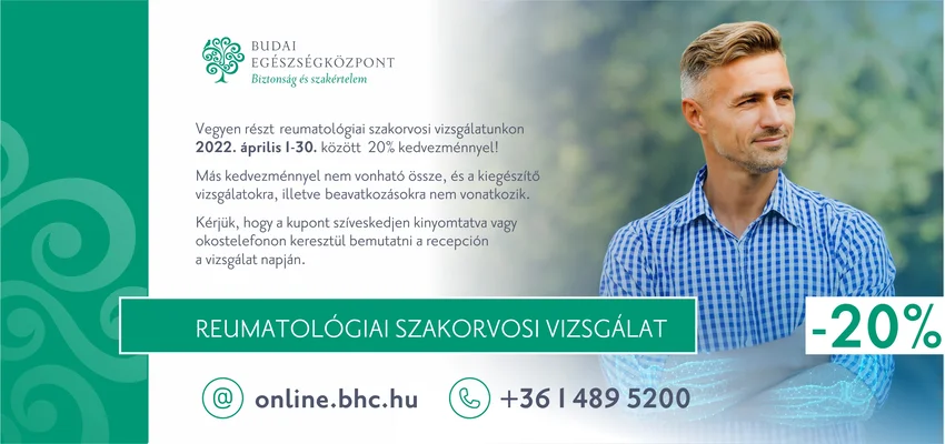Reumatológia kedvezményes kupon - 2022. április