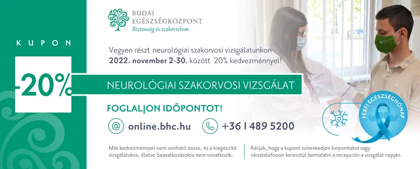 Neurológiai szakorvosi vizsgálat kupon -20% kedvezmény