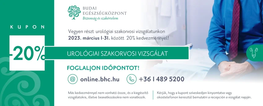 Urológiai és fül-orr-gégészeti vizsgálat 20% kedvezménnyel