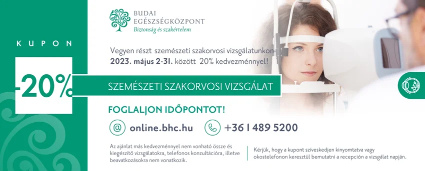 Szemészeti vizsgálat és dietetikai konzultáció 20% kedvezménnyel