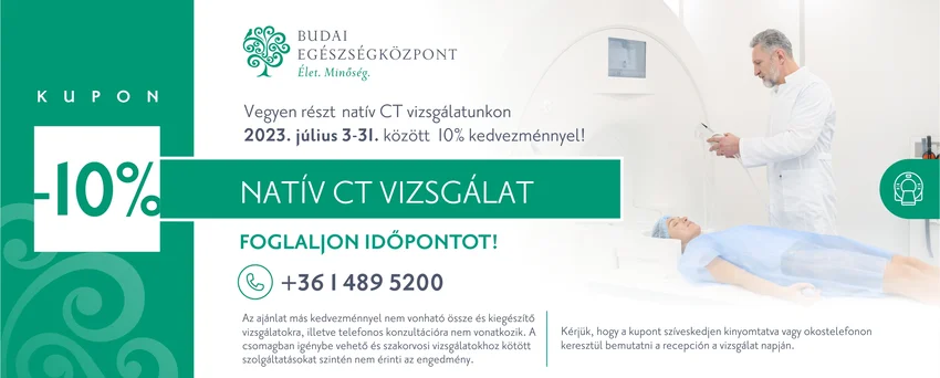 10% kedvezmény natív CT-re és délutáni laborvizsgálatokra júliusban
