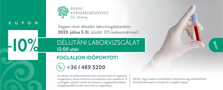 10% kedvezmény natív CT-re és délutáni laborvizsgálatokra júliusban