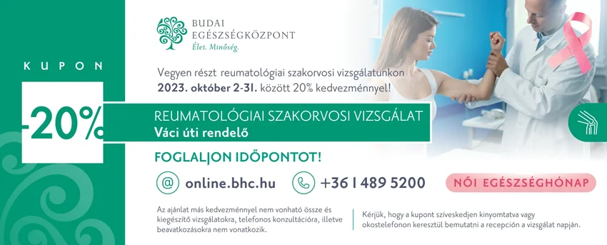 Reumatológiai szakorvosi vizsgálat 20% kedvezménnyel - Budai Egészségközpont