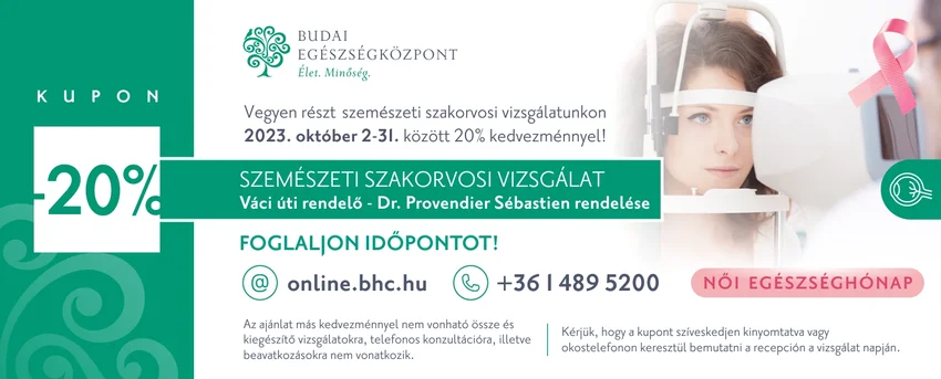 Szemészeti szakorvosi vizsgálat 20% kedvezménnyel - Budai Egészségközpont