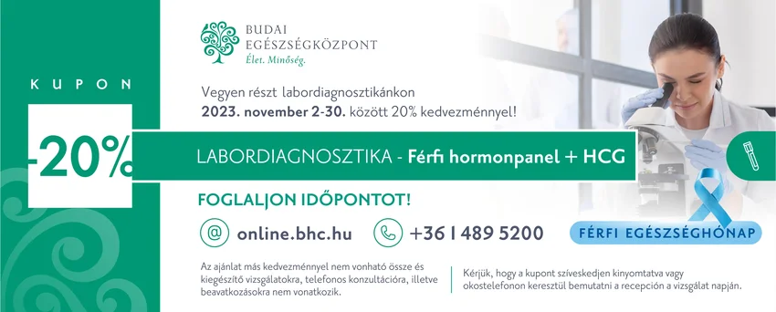 A november a férfi egészség hónapja - 20% kedvezmény számos vizsgálatra a Budai Egészségközpontban