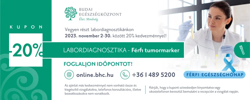 A november a férfi egészség hónapja - 20% kedvezmény számos vizsgálatra a Budai Egészségközpontban