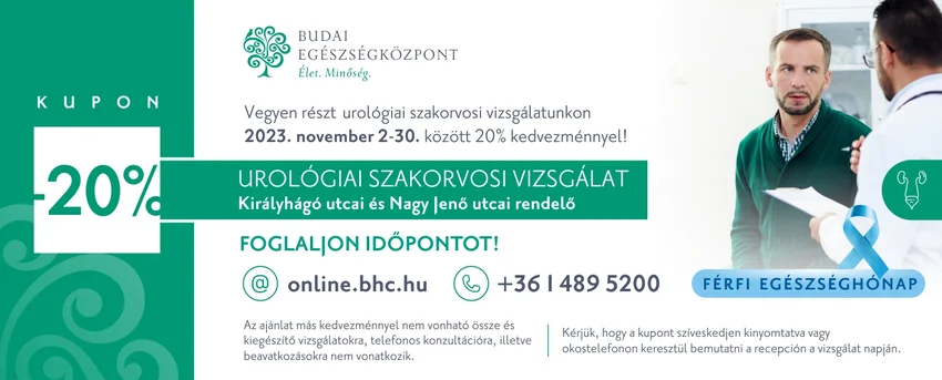 A november a férfi egészség hónapja - 20% kedvezmény számos vizsgálatra a Budai Egészségközpontban