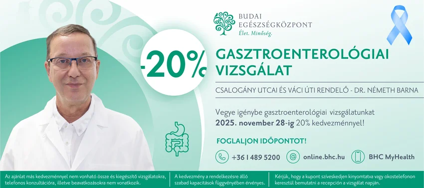 Kedvezményes gasztroenterológiai szakorvosi vizsgálat