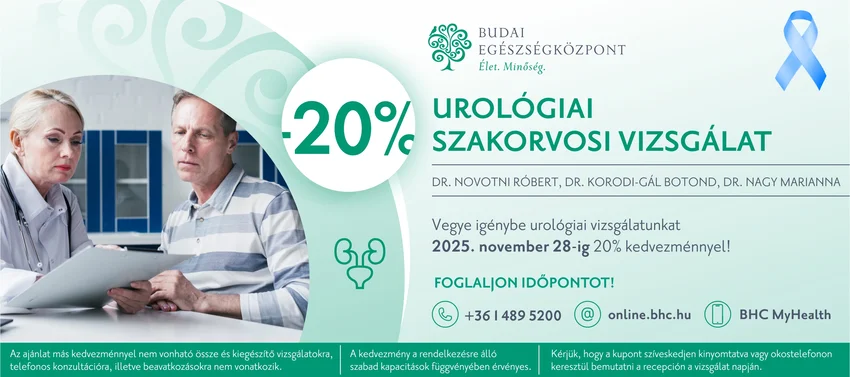 Kedvezményes urológiai szakorvosi vizsgálat