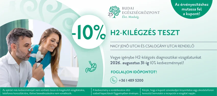 Augusztusi kedvezmények sebészeti és H2-kilégzés vizsgálatokra
